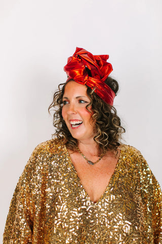 Red Lame Party Wrap - Fringe+Co