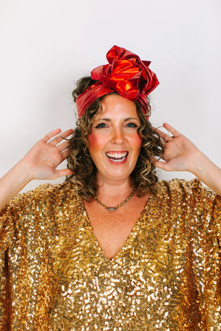 Red Lame Party Wrap - Fringe+Co