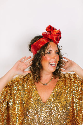 Red Lame Party Wrap - Fringe+Co