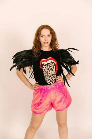 Rolling Stones Black Feather Party Tee - Fringe+Co