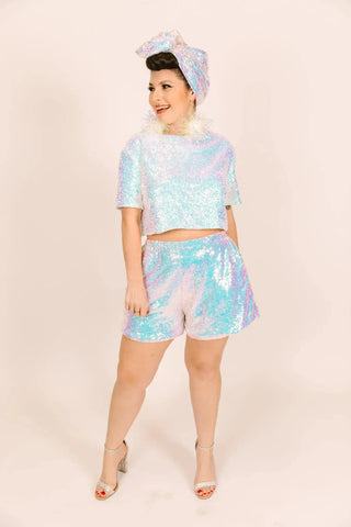 SAMPLE: Iridescent Sequin Shorts - Fringe+Co