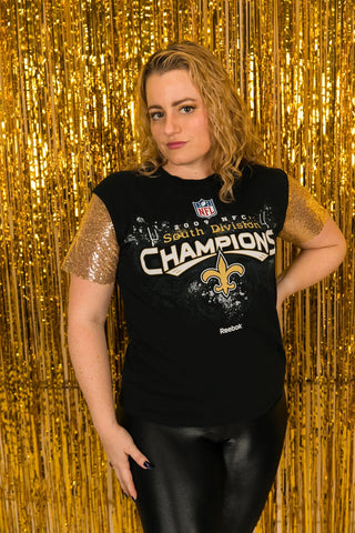 Saints Campions Gold Sequin Sleeve Party Tee - Fringe+Co