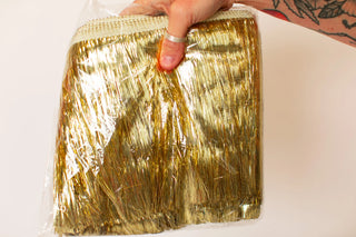 Saints Gold Tinsel Trim - Fringe+Co