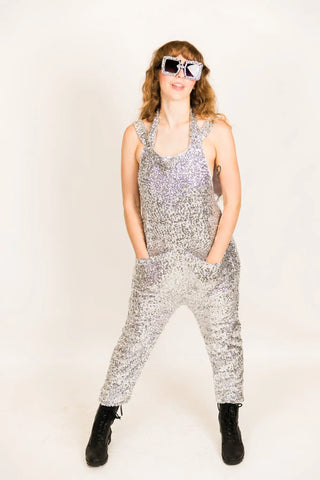 Silver Sequin Party Jumpsuit - Fringe+Co