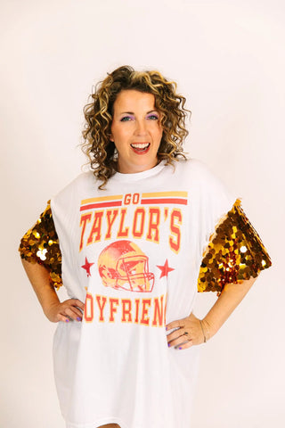 Taylor's BF Gold Paillette Party Tee - Fringe+Co