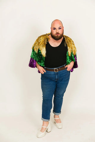 Mardi Gras Holographic Tinsel Jacket – fringe co