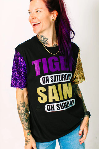 Tiger Sat Saints Sunday Party Tee - Fringe+Co