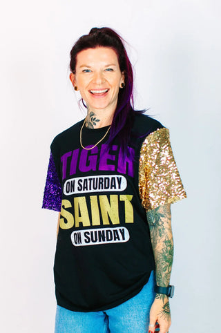 Tiger Sat Saints Sunday Party Tee - Fringe+Co