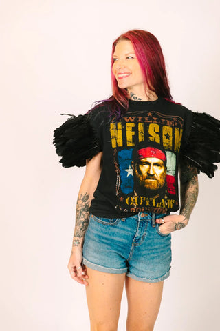 Willie Nelson Feather Party Tee - Fringe+Co