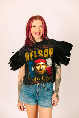 Willie Nelson Feather Party Tee - Fringe+Co