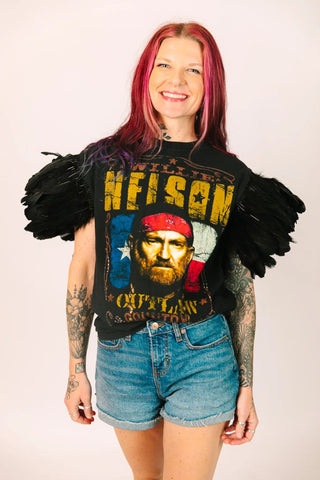 Willie Nelson Feather Party Tee - Fringe+Co