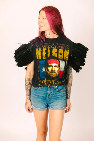 Willie Nelson Feather Party Tee - Fringe+Co