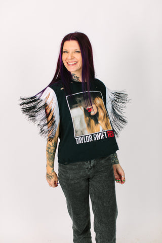 TSwift Distressed Fringy Party Tee