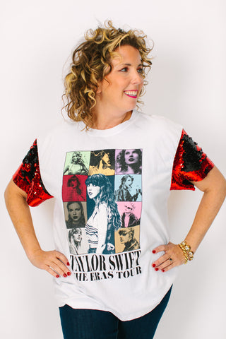 TSwift Eras Tour Red Sequin Party Tee