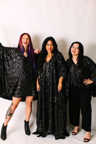 Black Sequin Tunic Satin Lined