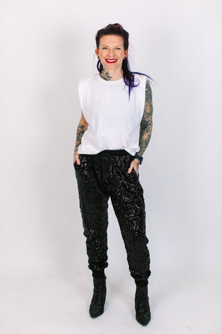Black Sequin Joggers