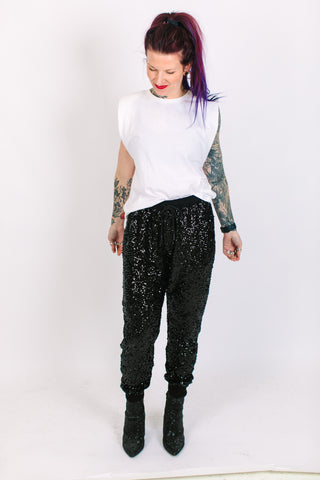 Black Sequin Joggers