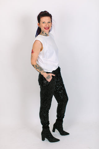 Black Sequin Joggers