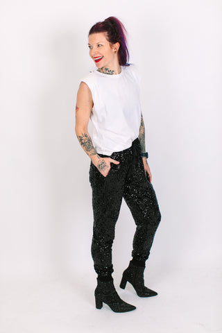 Black Sequin Joggers