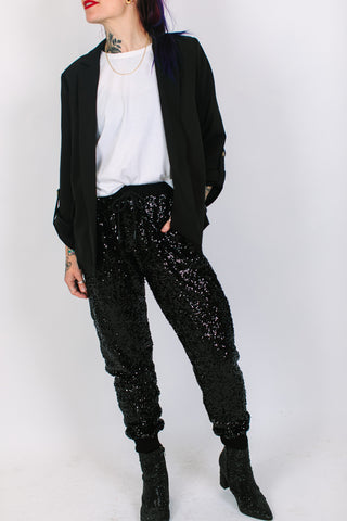 Black Sequin Joggers