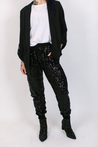Black Sequin Joggers