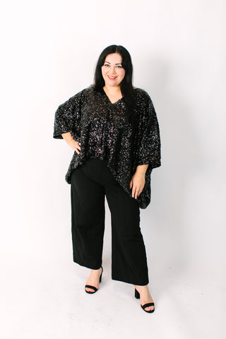 Black Sequin Tunic Satin Lined