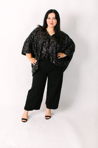 Black Sequin Tunic Satin Lined