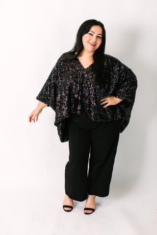 Black Sequin Tunic Satin Lined