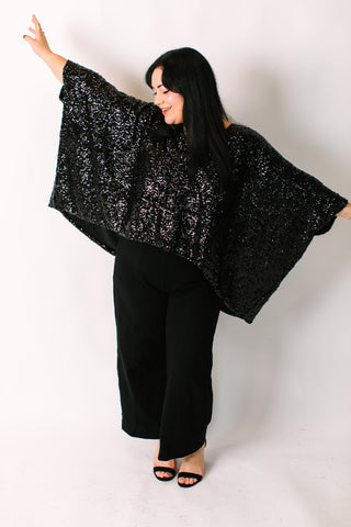 Black Sequin Tunic Satin Lined