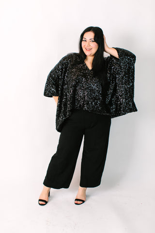 Black Sequin Tunic Satin Lined