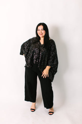 Black Sequin Tunic Satin Lined