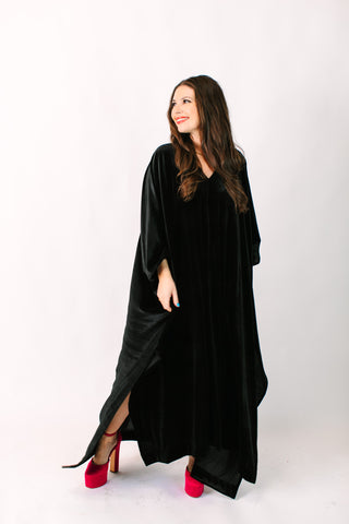 Black Velvet Long Caftan