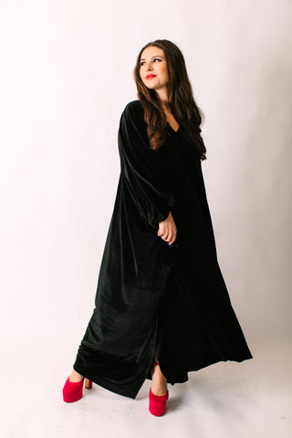 Black Velvet Long Caftan