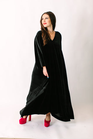 Black Velvet Long Caftan