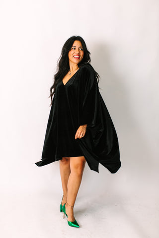 Black Velvet Short Caftan