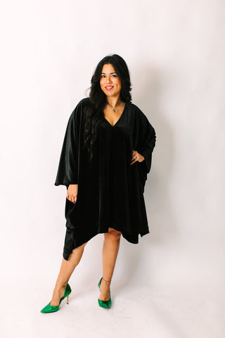 Black Velvet Short Caftan