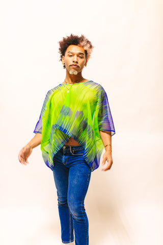 Green & Blue Tie Dye Sheer Tunic