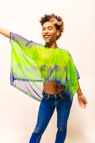Green & Blue Tie Dye Sheer Tunic
