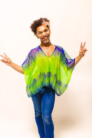 Green & Blue Tie Dye Sheer Tunic