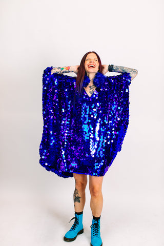 Blue Paillette Mid Caftan