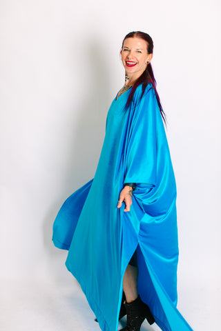 Turquoise Velvet Long Caftan