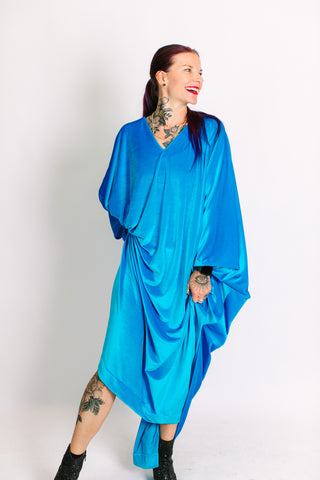Turquoise Velvet Long Caftan