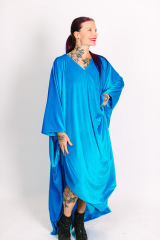 Turquoise Velvet Long Caftan