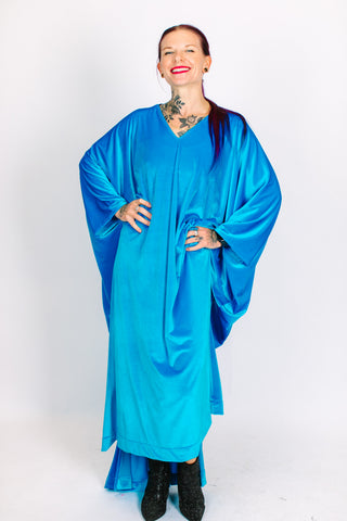 Turquoise Velvet Long Caftan