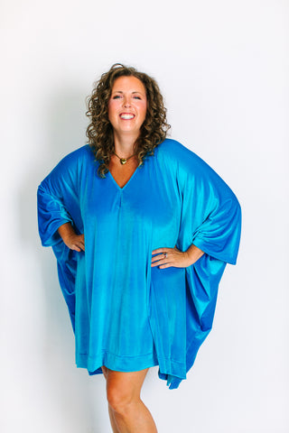 Turquoise Velvet Short Caftan