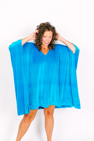 Turquoise Velvet Short Caftan