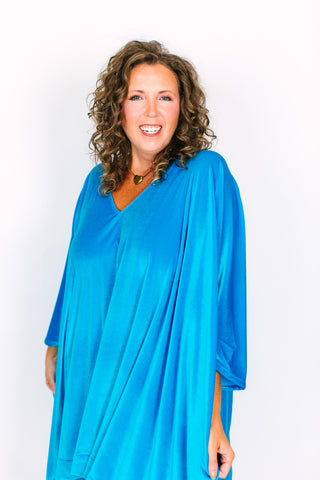 Turquoise Velvet Short Caftan