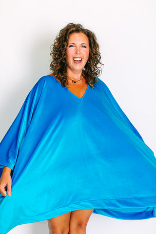 Turquoise Velvet Short Caftan