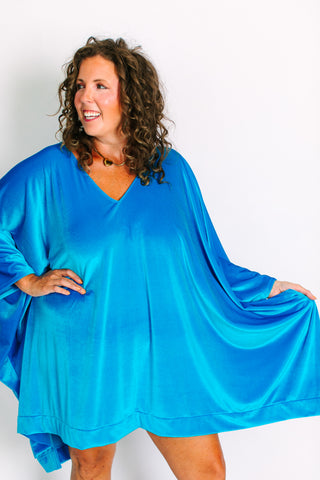 Turquoise Velvet Short Caftan
