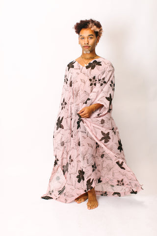 sheer caftan dress Long Sheer Caftan in Black/ Cream Plaid